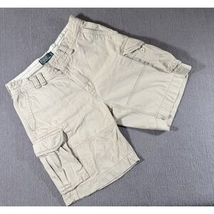 Polo Ralph Lauren Mens Size 34 Classic Flat Front Khaki Cargo Shorts Cotton